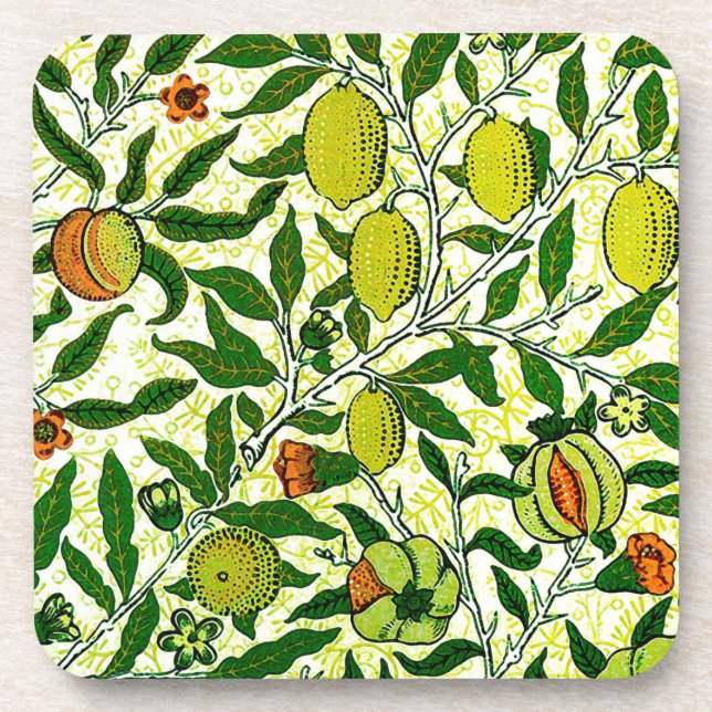 William Morris Exotic Fruit, Lemon Yellow Coaster (Front)