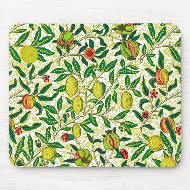 William Morris Exotic Fruit, Lemon Yellow  Mouse Pad (Front)