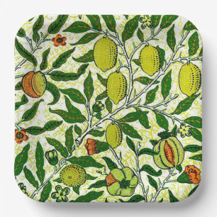 William Morris Exotic Fruit, Lemon Yellow Paper Plate