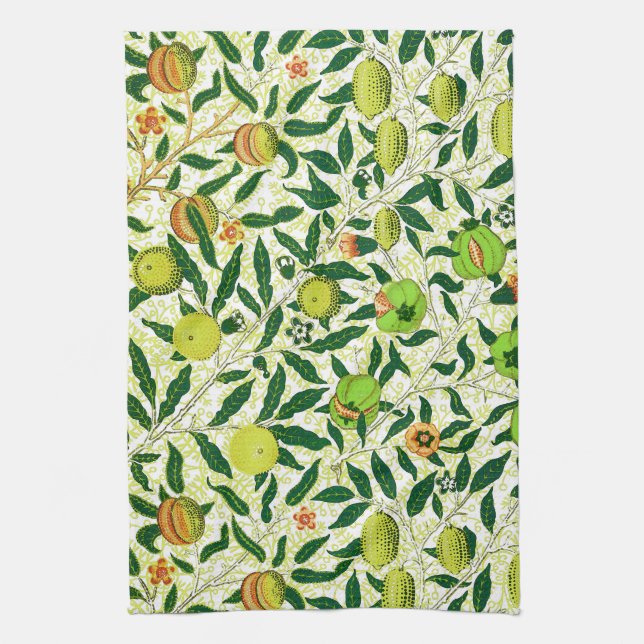 William Morris Exotic Fruit, Lemon Yellow Tea Towel (Vertical)