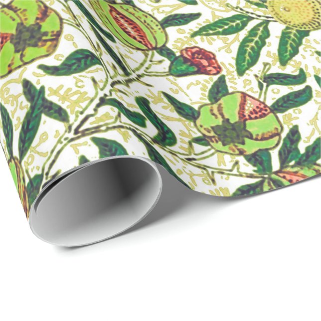 William Morris Exotic Fruit, Lemon Yellow Wrapping Paper (Roll Corner)