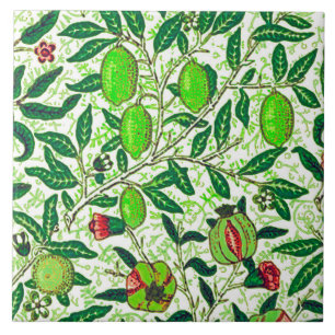 William Morris Exotic Fruit, Lime Green Ceramic Tile