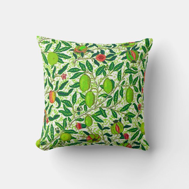William Morris Exotic Fruit, Lime Green Cushion (Front)