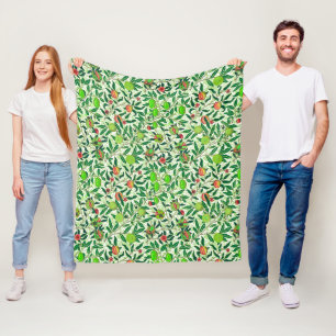 William Morris Exotic Fruit, Lime Green Fleece Blanket