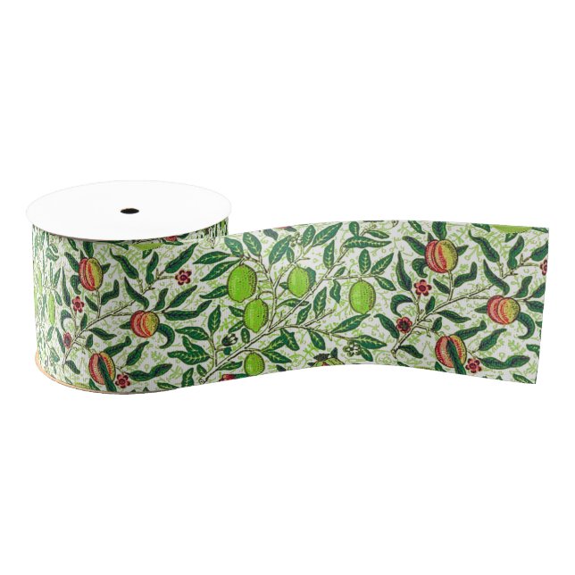 William Morris Exotic Fruit, Lime Green Grosgrain Ribbon (Spool)