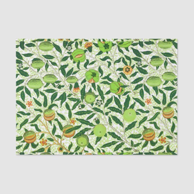 William Morris Exotic Fruit, Lime Green Tissue Paper (Front)
