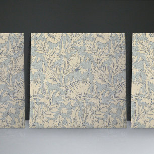 William Morris Faint Blue Art Nouveau Floral Ceramic Tile