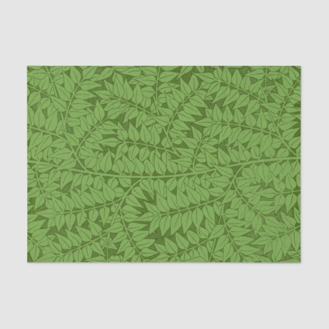 William Morris Fern Nature Decoupage Paper Green  (Front)