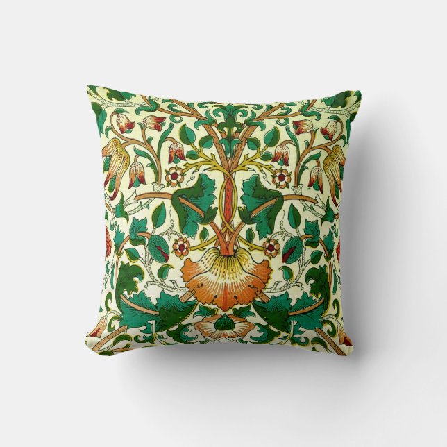 William Morris Fine Floral Wallpaper Pattern Cushion (Front)