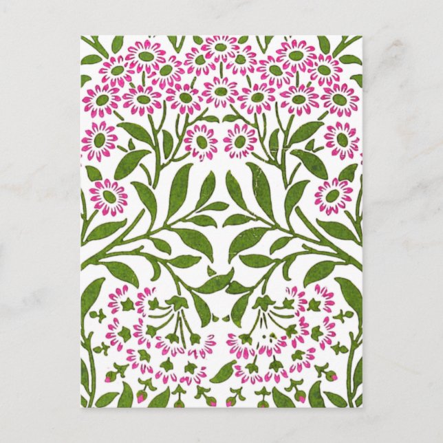 William Morris Fine Pink Floral Wallpaper Postcard (Front)