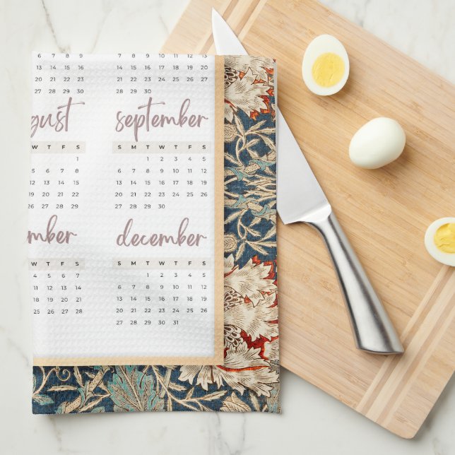 William Morris Floral 2026 Calendar  | Tea Towel (Quarter Fold)
