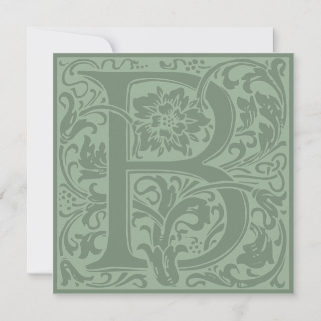 William Morris Floral Alphabet Monogram Letter B Invitation (Front)