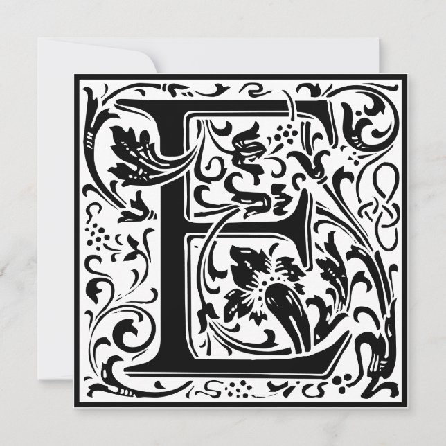 William Morris Floral Alphabet Monogram Letter E Invitation (Front)