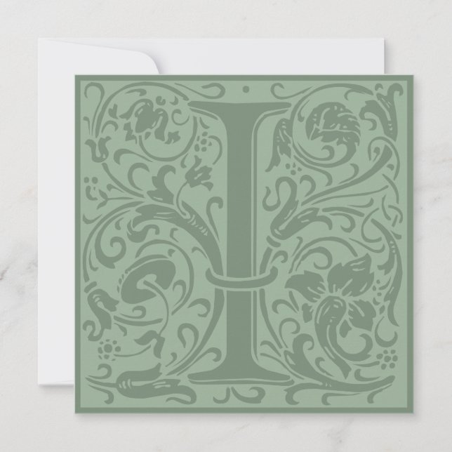 William Morris Floral Alphabet Monogram Letter I Invitation (Front)
