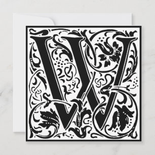 William Morris Floral Alphabet Monogram Letter W Invitation