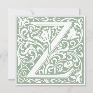 William Morris Floral Alphabet Monogram Letter Z Invitation