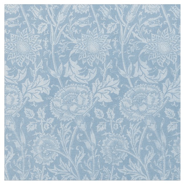 William Morris Floral Blue Fabric | Zazzle