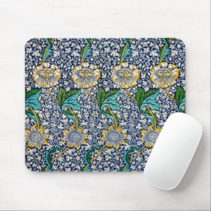 William Morris floral blue yellow vintage Mouse Pad
