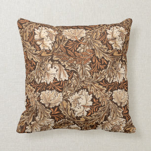 William Morris Floral, Chocolate Brown and Beige Cushion