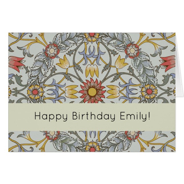 William Morris Floral Circle Flower Illustration (Front Horizontal)