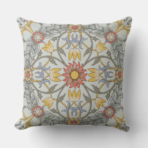 William Morris Floral Circle Flower Illustration Cushion