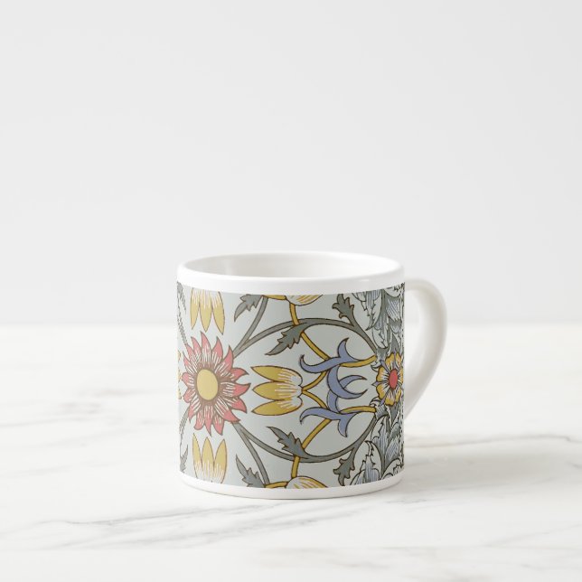 William Morris Floral Circle Flower Illustration Espresso Cup (Front Right)
