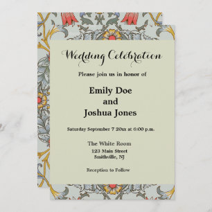 William Morris Floral Circle Flower Illustration Invitation