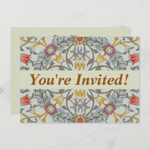 William Morris Floral Circle Flower Illustration Invitation