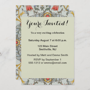 William Morris Floral Circle Flower Illustration Invitation