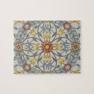 William Morris Floral Circle Flower Illustration Jigsaw Puzzle