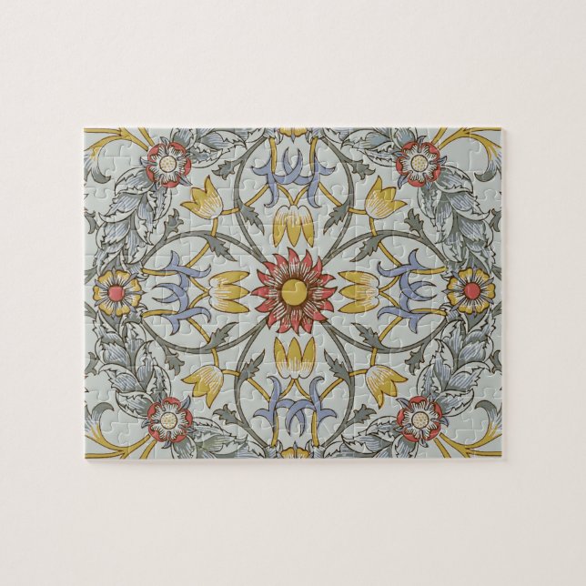 William Morris Floral Circle Flower Illustration Jigsaw Puzzle (Horizontal)