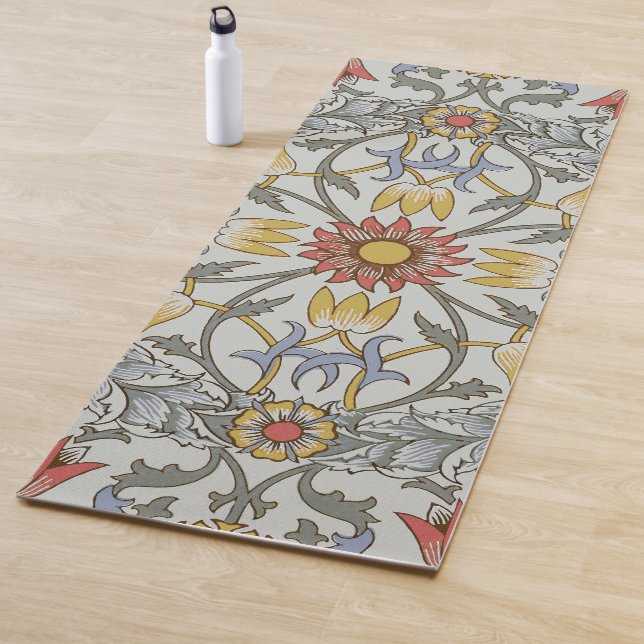 William Morris Floral Circle Flower Illustration Yoga Mat (In Situ)