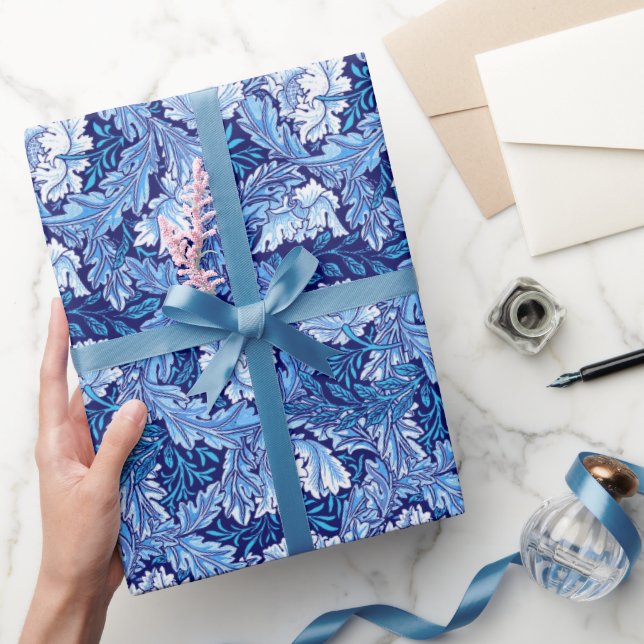 William Morris Floral, Cobalt Blue and White  Wrapping Paper (Gifting)
