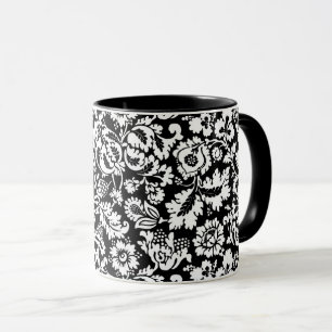 William Morris Floral Damask, Black and White Mug