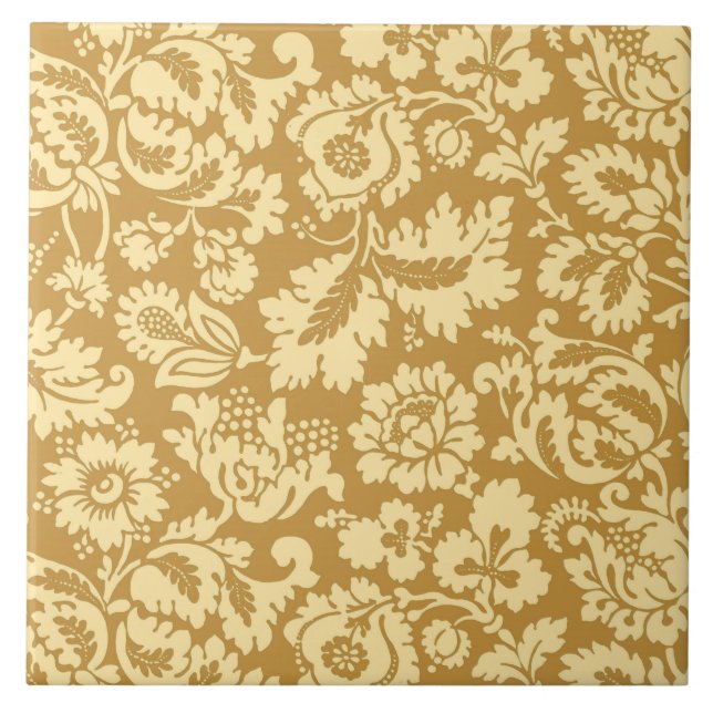William Morris Floral Damask, Mustard Yellow Tile (Front)