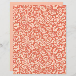 William Morris Floral Damask, Peach and Coral 