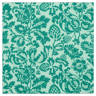 William Morris Floral Damask, Turquoise and Aqua Fabric