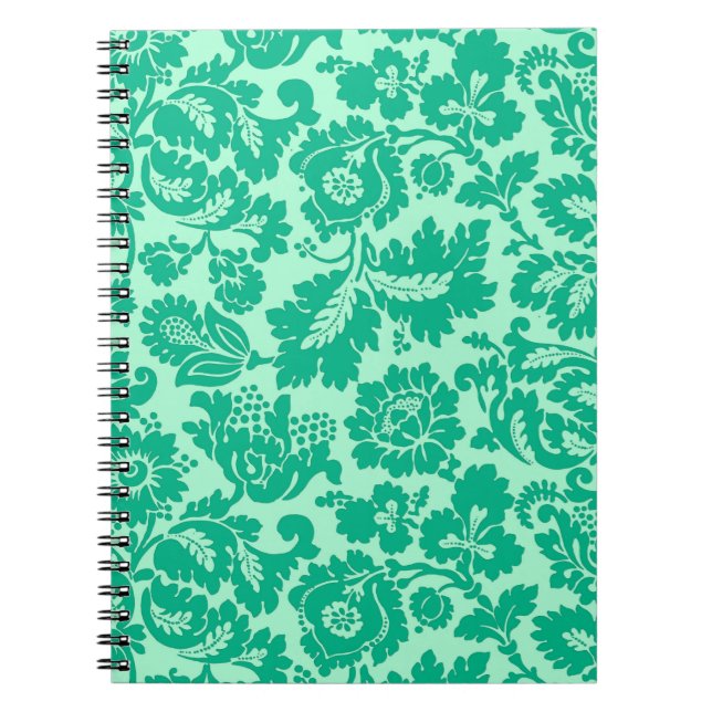 William Morris Floral Damask, Turquoise and Aqua Notebook (Front)