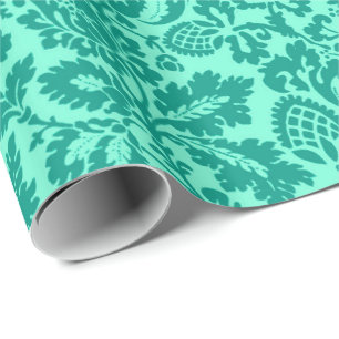 William Morris Floral Damask, Turquoise and Aqua Wrapping Paper