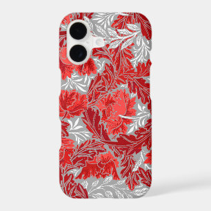 William Morris Floral, Deep Red and Grey / Grey