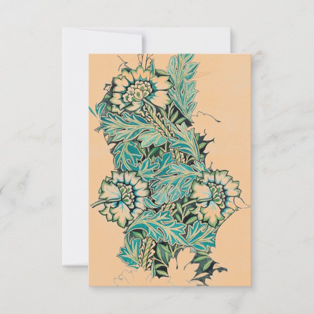 William Morris FLORAL DESIGN PEACH FLAT NOTE CARD (Front)