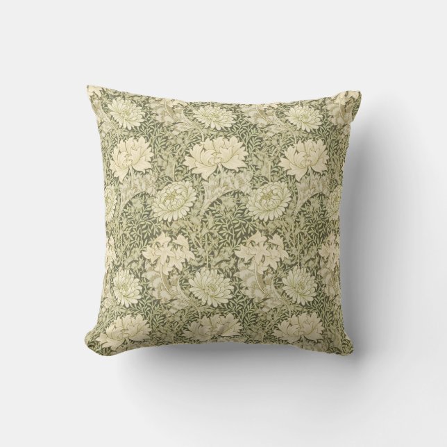 William Morris' Floral Elegance Gold & Green  Cushion (Front)