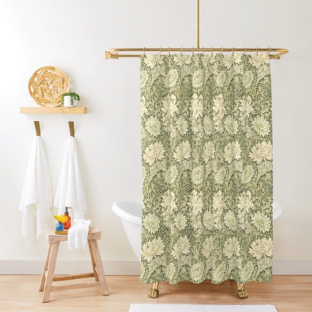 William Morris' Floral Elegance Gold & Green  Shower Curtain (Creator Uploaded)