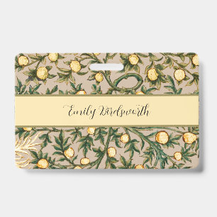 William Morris Floral Fruit Garden Flower Classic ID Badge