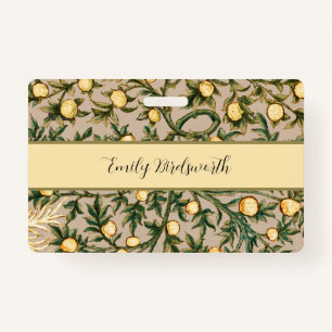 William Morris Floral Fruit Garden Flower Classic ID Badge