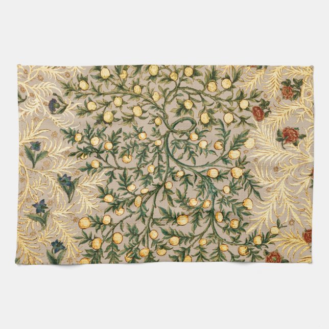 William Morris Floral Fruit Garden Flower Classic Tea Towel (Horizontal)