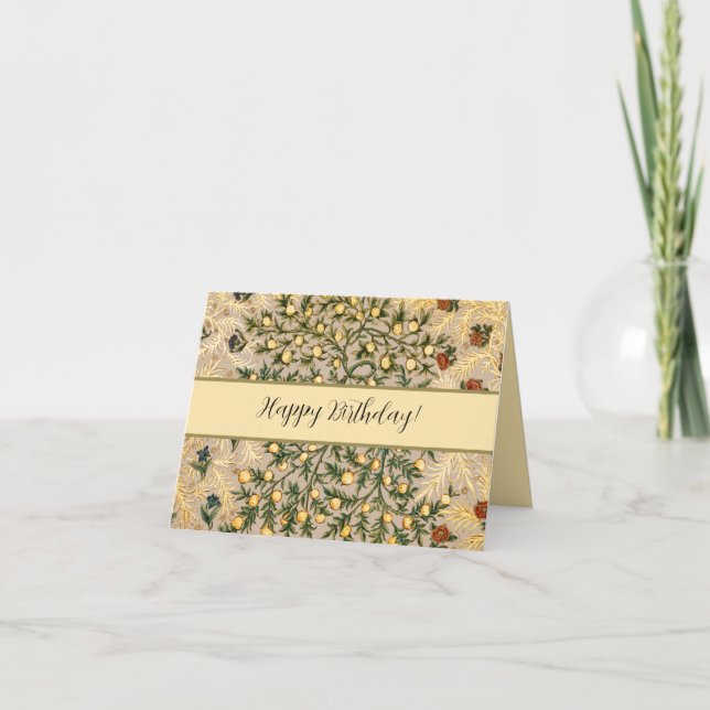 William Morris Floral Fruit Garden Flower Classic Thank You Card (Front)