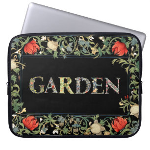 William Morris Floral Garden Motto and Frame Laptop Sleeve