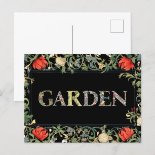 William Morris Floral Garden Motto and Frame Postcard