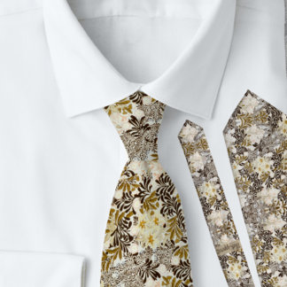 William * Morris Floral Gold Cream Tie